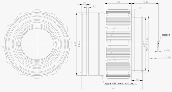 FWD-19-01 19mm LWIR gemotoriseerde zoomlens met 8-14μm golflengte en -40°C tot +80°C werktemperatuur voor 256×192@12μm thermische beeldvorming