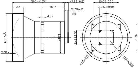 FWD-100 100mm F1.2 1280×1024@12μm LWIR gemotoriseerde zoomlens met 8-12 μm golflengte voor thermische beeldvorming