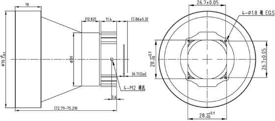 FWD-75 75mm F1.2 1280×1024@12μm LWIR gemotoriseerde zoomlens met 8-12 μm golflengte voor thermische beeldvorming